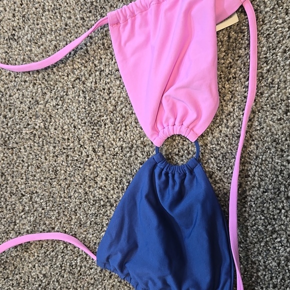 NWOT L Space Women Blue and Pink Bikini Top Swim Sz XS - Picture 3 of 6